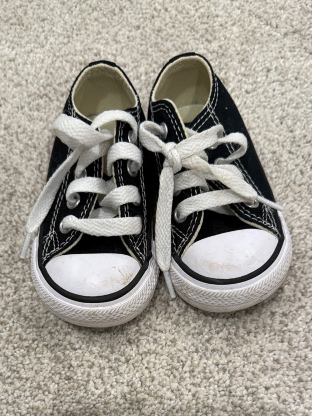 Kids Black Canvas Lace-Up Sneakers with White Accents